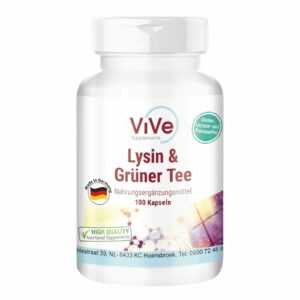 L-Lysin & Grüner Tee Extrakt - 100 Kapseln für 100 Tage, VEGAN, ViVe Supplements
