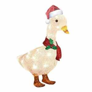 1 x LED Weihnachtsfigur Ente m. Schal u. Mütze Dekofigur Acryl Weihnachten Außen