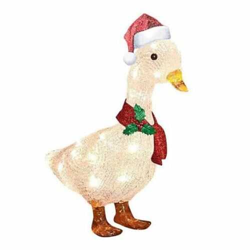 1 x LED Weihnachtsfigur Ente m. Schal u. Mütze Dekofigur Acryl Weihnachten Außen