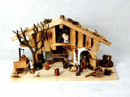 Weihnachtskrippe aus Holz Krippe Weihnachtskrippen Stall Krippen Figuren Deko