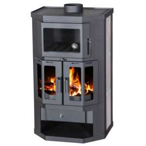 EEK A Kaminofen mit Backfach + Herdplatte Victoria Taro 2F – 9,53kW schwarz