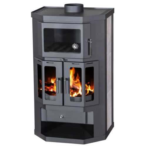 EEK A Kaminofen mit Backfach + Herdplatte Victoria Taro 2F – 9,53kW schwarz