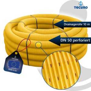 tecuro Drainagerohr, flexibel, gewellt und geschlitzt, PVC-U, DIN 1187