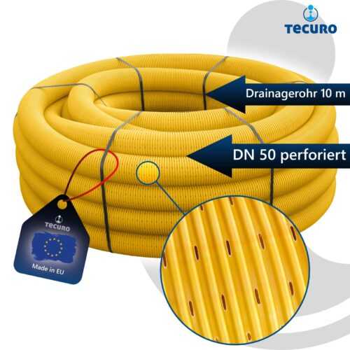 tecuro Drainagerohr, flexibel, gewellt und geschlitzt, PVC-U, DIN 1187