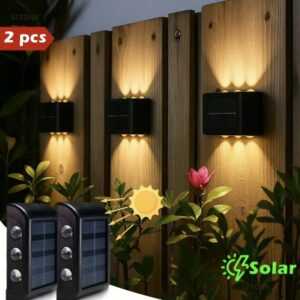 LED Solar Wandleuchte Außenlampe Garten Wasserdicht Lichtsensor Wandlich