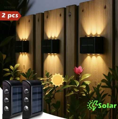 LED Solar Wandleuchte Außenlampe Garten Wasserdicht Lichtsensor Wandlich