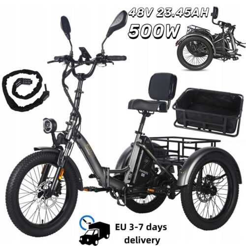 500W Elektrisches Dreirad 48V 23.45AH Faltbares 3Rad-E-Dreirad FAFREES F20 Mate