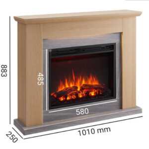 BALDERIA Hektor Elektrokamin mit Heizung 1000/2000 W Hellbraun