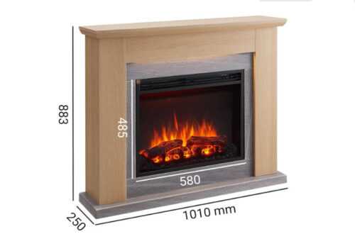 BALDERIA Hektor Elektrokamin mit Heizung 1000/2000 W Hellbraun