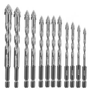 Exzenterbohrer Set 12-tlg, Sägezahnbohrer Multifunktionsbohrer für Glas, Keramik