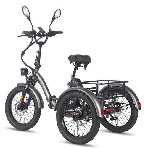 Faltbares Elektro Dreirad 20 Zoll Cargo Trike 3-Rad Fahrrad 500W 21Ah 30km/h
