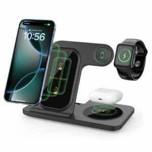 3in1 Kabellos Ladegerät Ladestation Für Apple Watch iPhone 16 15 14 13 X Schwarz