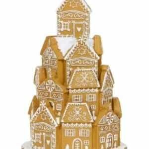 Weihnachten Lebkuchen LED mattiert Dorf Szene Ornament 28 cm