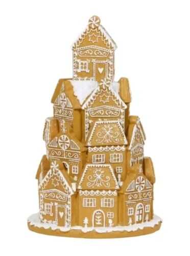 Weihnachten Lebkuchen LED mattiert Dorf Szene Ornament 28 cm