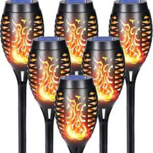 6 Stück Solarleuchten mit Flammeneffekt -   für Ihr Gartenparadies