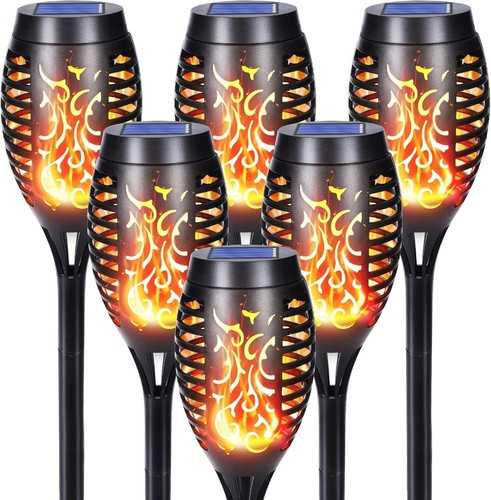 6 Stück Solarleuchten mit Flammeneffekt -   für Ihr Gartenparadies
