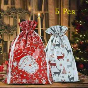 5Stk Weihnachten Geschenktüten Geschenkbeutel für Weihnachten,Große/ extra groß