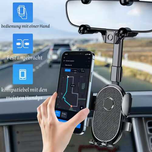 Handyhalterung Rückspiegel KFZ Halter 360° drehbar Handy Smartphone Universal