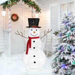 120cm Weihnachten Schneemann Weihnachtsdeko mit LEDs Weihnachtsfigur 4FT