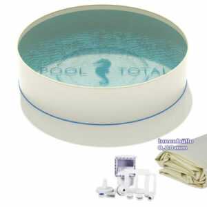 Pool sand Ø 4,50 x Tiefe 1,50m + Skimmer Set Rundbecken 0,8mm Folie 0,7mm Stahl