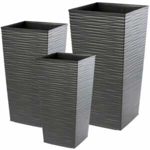 Blumentopf Set, Blumenkübel aus Kunststoff, Pflanzkübel Set, Grafit 3er Set