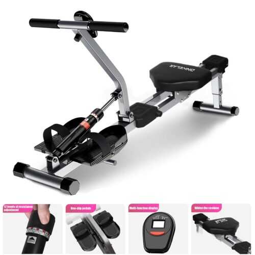 Rudergerät Klappbar Ruderzugmaschine Heimtrainer Fitnessgeräte 12Stufen zu Hause