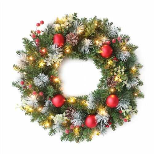 Türkranz Weihnachten LED Deko Adventskranz Weihnachtskranz Tür Lichterkranz