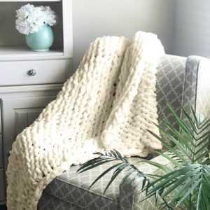 Grob Gestrickte Kuscheldecke 100x150 Grobstrick Wolldecke