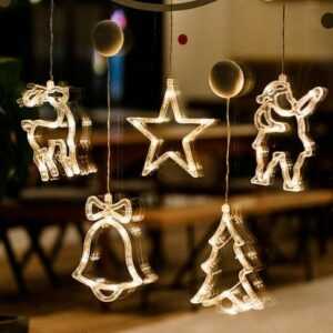 LED Fensterbild Stern Baum Glocke Mond Saugnapf Weihnachten XMAS Fensterdeko