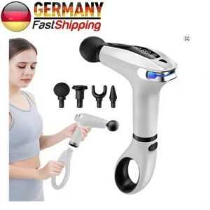 Massagepistole Elektrische Massagepistole Shock Muscle mit 4 Massageköpfen weiße