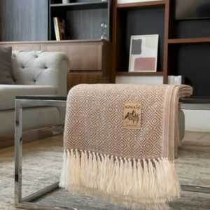 Alpaka Woll Decke Beige Throw 200x140cm