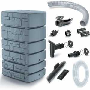 Regentonne 500L Regenfass Regenwassertank Wasserfass + Anschluss-Set Grau
