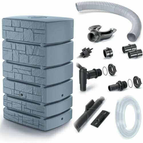 Regentonne 500L Regenfass Regenwassertank Wasserfass + Anschluss-Set Grau