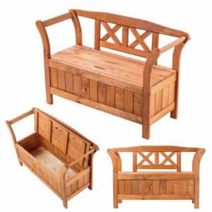 KADAX Gartenbank, Holzbank für Garten, 119x43x75cm, Goldene Eiche