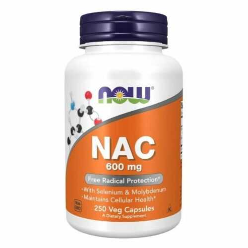 NOW NAC N-Acetyl Cysteine 600 mg Nahrungsergänzungsmittel - 250 Kapseln