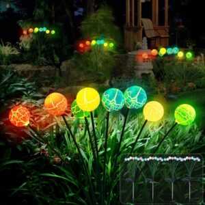 8LED Solar Ball Riss Solarleuchte RGB Lampe Licht Landschaftslampe Garten