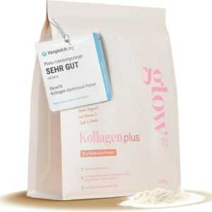 Glow25® Collagen Plus [450g]  - Kollagen Pulver mit Vitamin C, Biotin und Zink