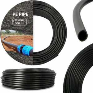 PE-Rohr für Bewässerung 16mm 100 m Verlegerohr Wasserleitung Versorgungsleitung