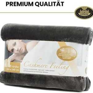 Gözze - Premium Cashmere-Feeling Wohndecke, Anthrazit, 220 x 240