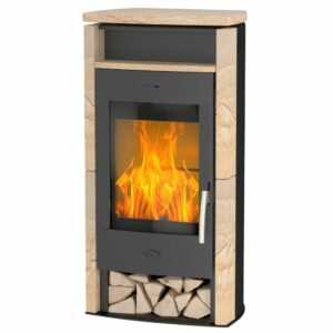Fireplace Santiago Kaminofen Stahl Schwarz | Sandstein 6 kw