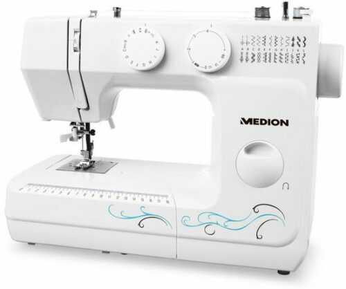 Nähmaschine Weiß Freiarm LED-Nählicht Einfädelautomatik 60W - MEDION MD 18205
