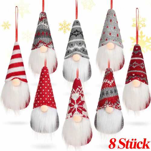 8 Stück Weihnachten Deko Wichtel Figuren Weihnachtswichtel Santa Dolls Geschenk