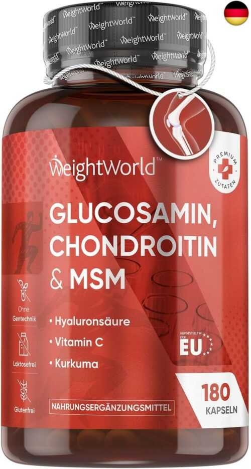 Glucosamin Chondroitin MSM 1560mg - 180 Kapseln mit Vitamin C, Kurkuma &