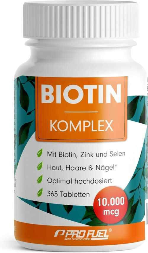 Biotin hochdosiert 10.000 mcg - 365 Biotin Tabletten mit Zink & Selen