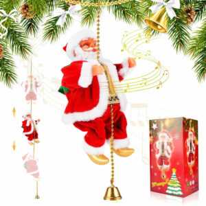 Elektrische Kletternder Weihnachtsmann mit Musik Nikolaus Puppe Weihnachtsdeko
