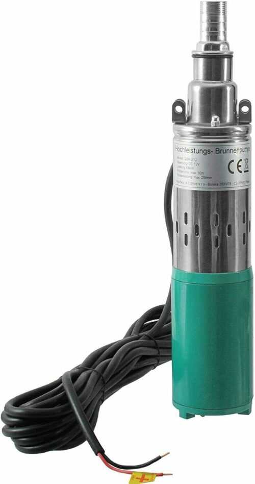 12V Tiefbrunnenpumpe Wasserpumpe Förderhöhe 30 M Edelstahlgehäuse 1500L/Stunde