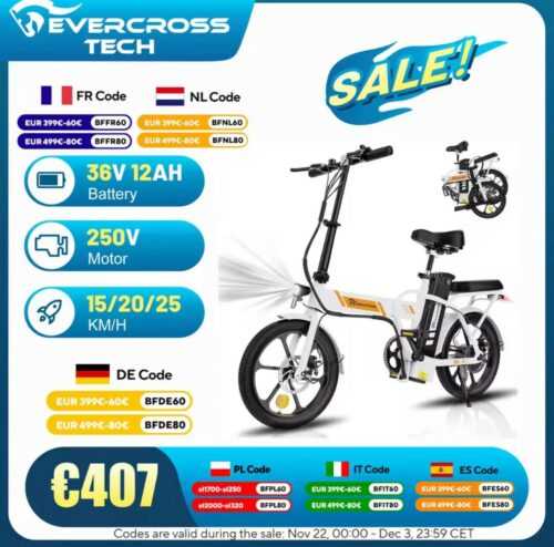 EVERCROSS TECH EK5 E-Bike, 250W E-Bike für Erwachsene, 20-45Km Faltbares E-Bike