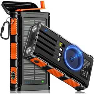 Wireless Solar Powerbank 26800 mAh Outdoor Notstrom Akku mit Handkurbel USB-C...