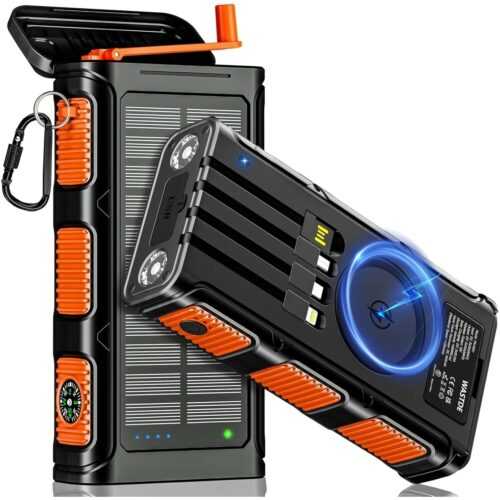 Wireless Solar Powerbank 26800 mAh Outdoor Notstrom Akku mit Handkurbel USB-C...