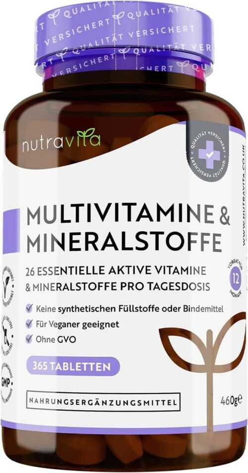 Multivitamin & Mineralstoffe - 365 hochdosierte Tabletten mit Bioaktiv-Formen